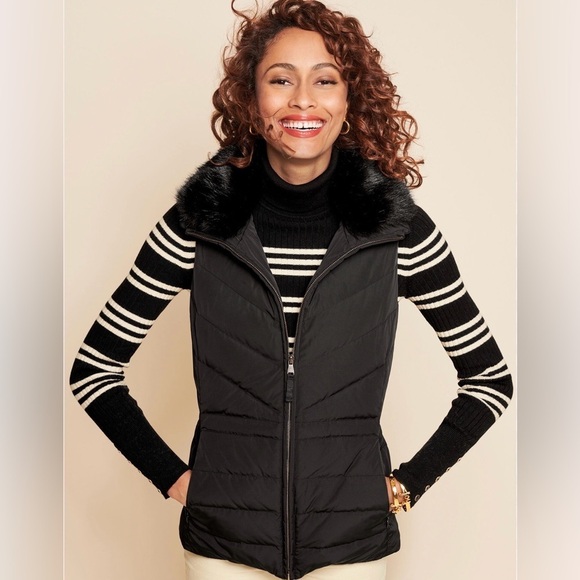 Talbots Jackets & Blazers - Talbots Black Outerwear with Faux Fur Accent size L